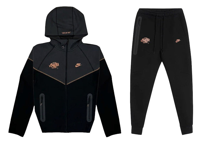 Nike Sportswear x Central Cee Tech Fleece Hoodie & Joggers Set Black/Metallic Red Bronze - HQ3749-010