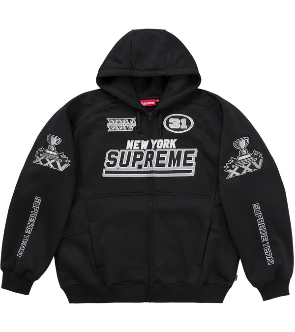 Supreme Football Zip Up Hooded Sweatshirt Fw25 Black - supreme-football-zip-up-hooded-sweatshirt-fw25-black