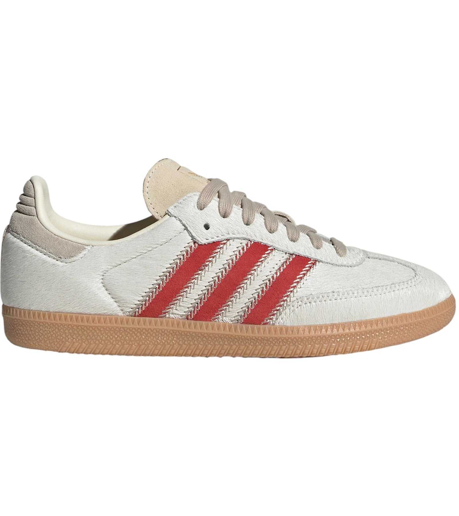Adidas Samba OG Pony Hair Wonder Beige Better Scarlet - Wonder Beige/Cream White/Better Scarlet - JS3935