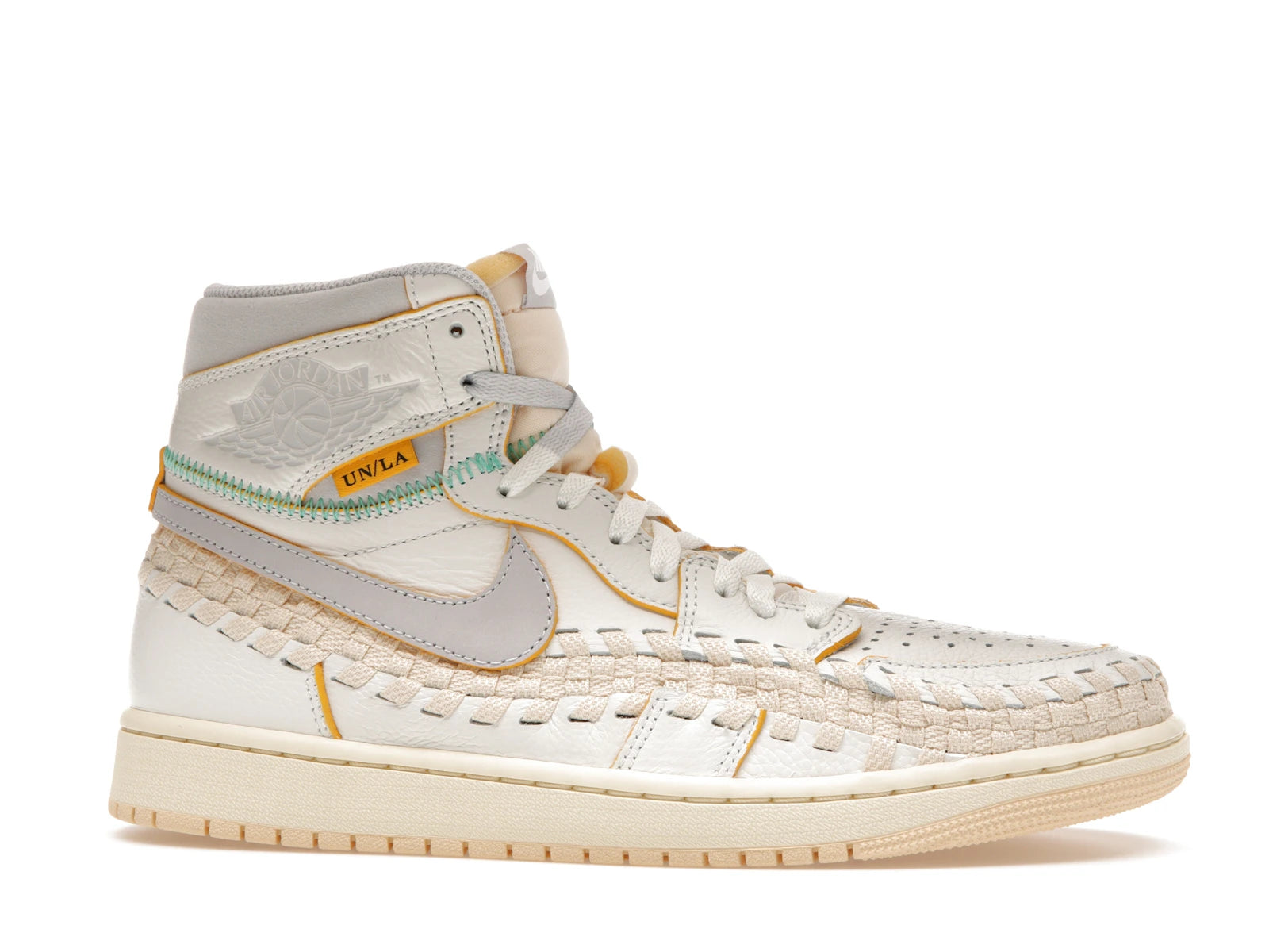 Air Jordan 1 Retro High OG SP Union Bephies Beauty Supply Woven Sail - Sail/Wolf Grey-Muslin-Pale Vanilla-Kinetic Green-University Gold - FD2565-100 - 01