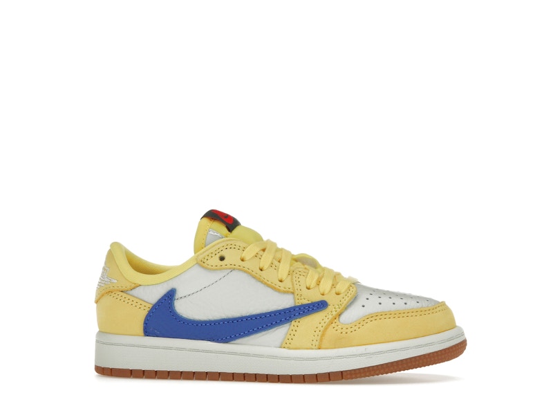 Air Jordan 1 Retro Low OG SP Travis Scott Canary (Enfant) - Canary/Racer Blue/Light Silver/Gum Medium Brown - DZ5909-700 - 01
