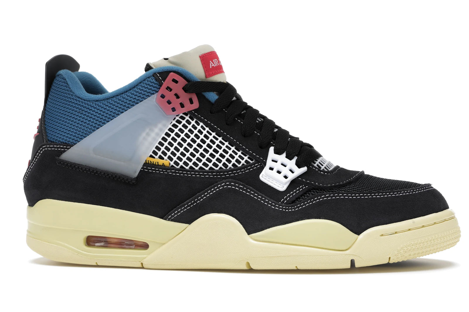 Air Jordan 4 Retro Union Off Noir - Off-Noir/Brigade Blue-Dark Smoke Grey-Light Fusion Red - DC9533-001 - 01