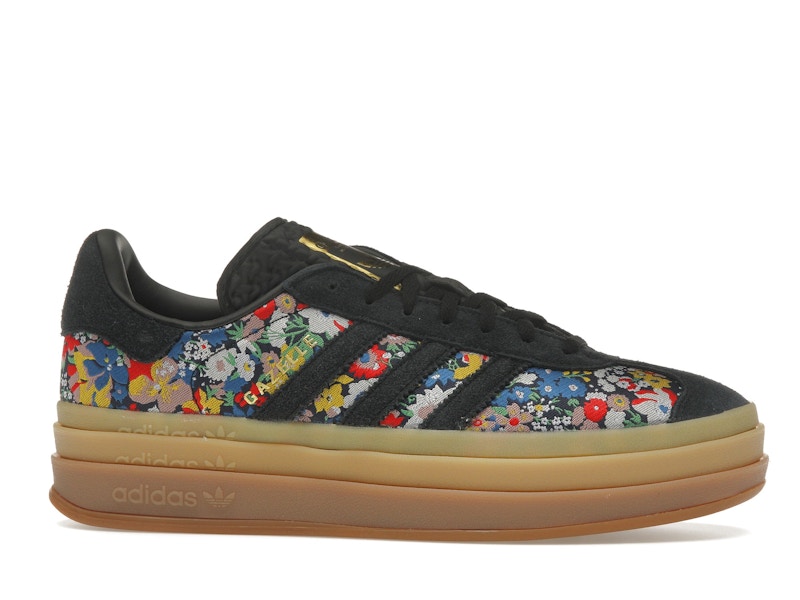 adidas Gazelle Bold Liberty London Floral Embroidery (Women's) - Core Black/Supplier Colour/Gold Metallic - JI2572 - 01