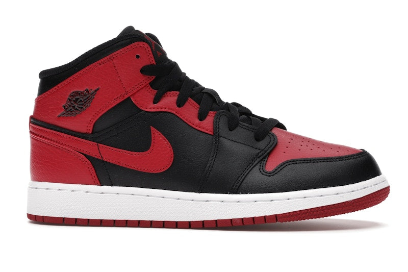 Air Jordan 1 Mid Banned (2020) (GS) - Black/Gym Red-White - 554725-074 - 01