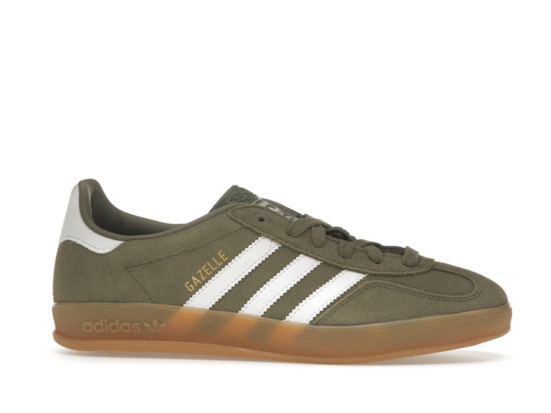 adidas Gazelle Indoor Olive Strata Cloud White Gum - Olive Strata/Cloud White/Gold Metallic - JQ0174 - 01