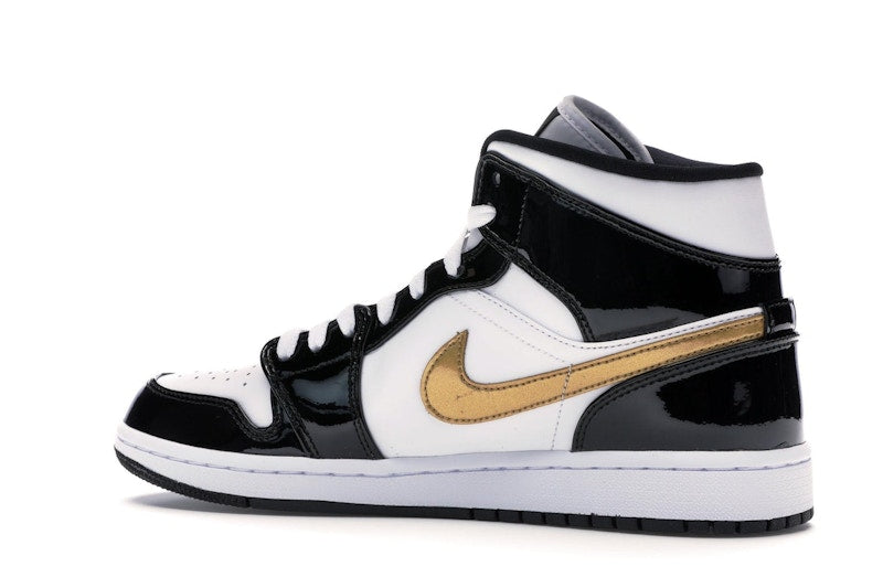 Air Jordan 1 Mid Patent Negro Blanco Dorado - vista 21