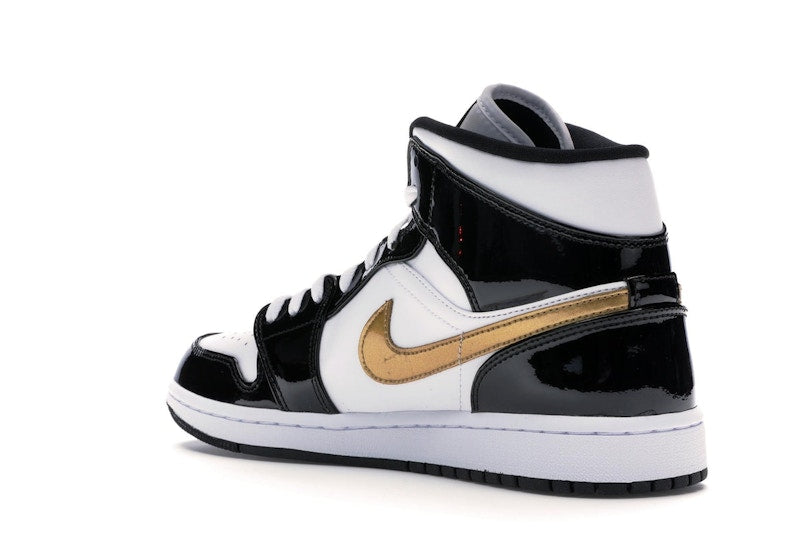 Air Jordan 1 Mid Patent Negro Blanco Dorado - vista 23