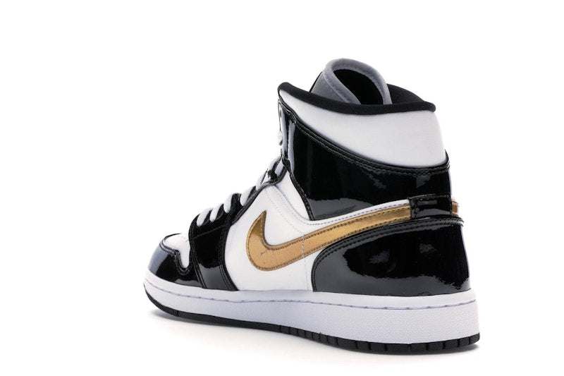 Air Jordan 1 Mid Patent Negro Blanco Dorado - vista 24