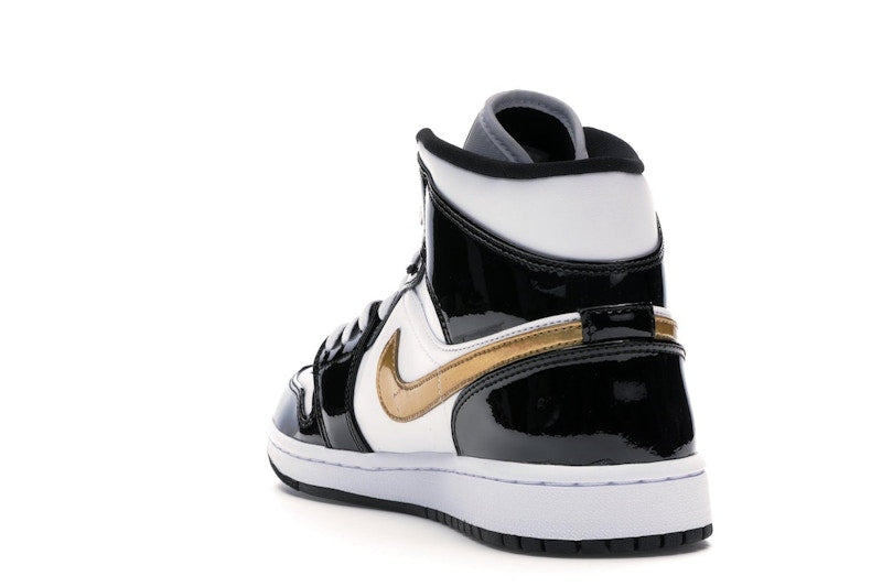 Air Jordan 1 Mid Patent Negro Blanco Dorado - vista 25