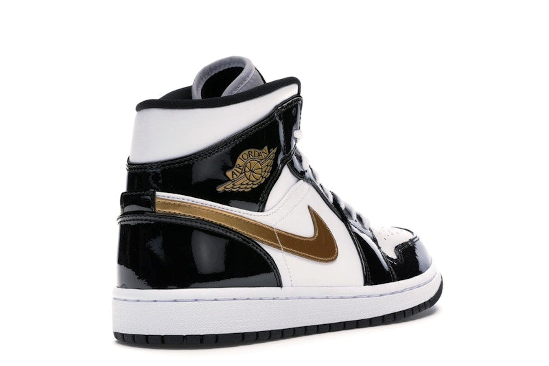 Air Jordan 1 Mid Patent Negro Blanco Dorado - vista 31