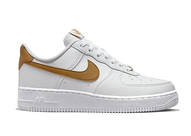 Nike Air Force 1 Low Next Nature White Gold (Women's) - White/White/Gold Suede - DN1430-104