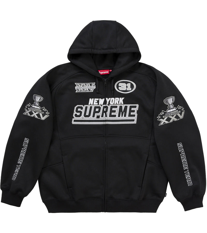 Supreme Football Zip Up Hooded Sweatshirt Fw25 Black - supreme-football-zip-up-hooded-sweatshirt-fw25-black