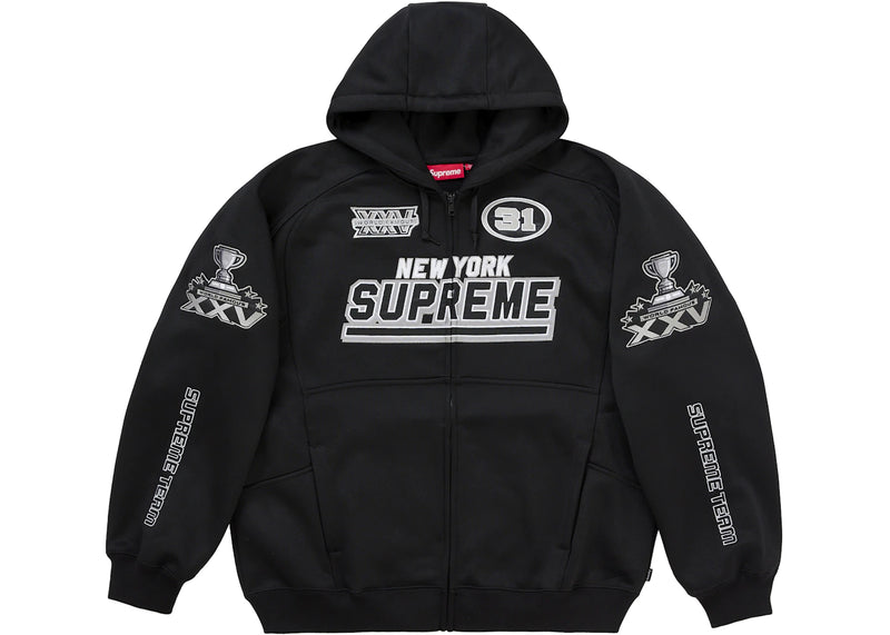 Supreme Football Zip Up Hooded Sweatshirt Fw25 Black - supreme-football-zip-up-hooded-sweatshirt-fw25-black - image secondaire gauche
