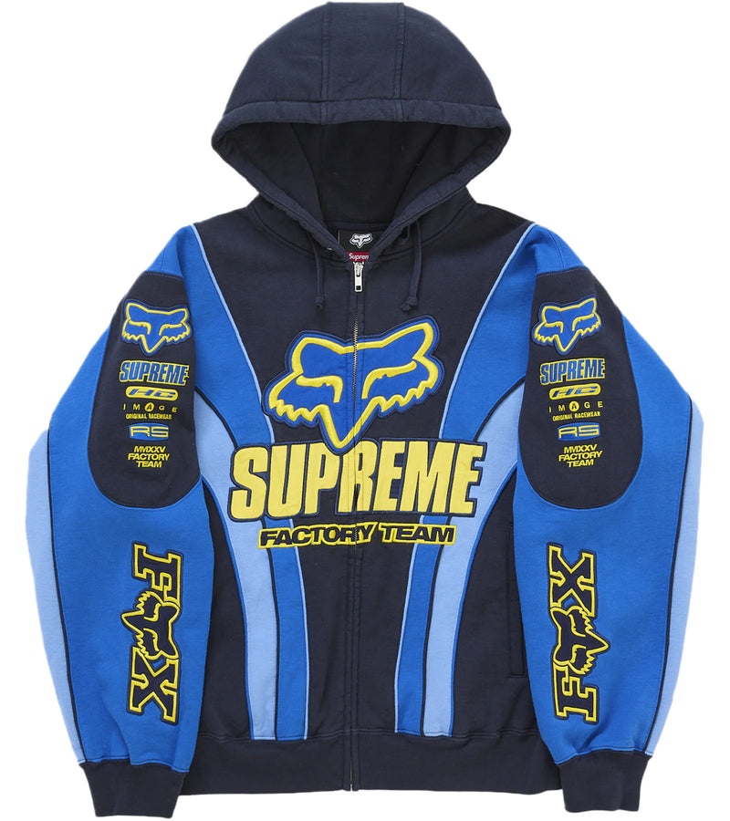 Supreme Fox Racing Zip Up Hooded Sweatshirt Blue - supreme-fox-racing-zip-up-hooded-sweatshirt-blue