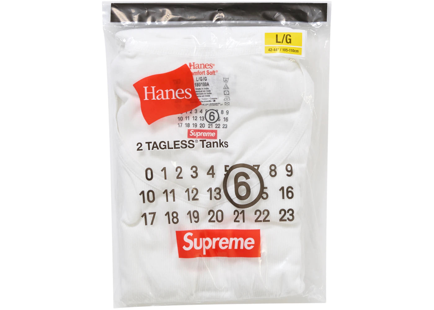 Image 1 de Supreme Mm6 Maison Margiela Hanes Tagless Tank Top 1 Pack White Débardeurs Supreme MM6 Maison Margiela Hanes sans étiquette blanc