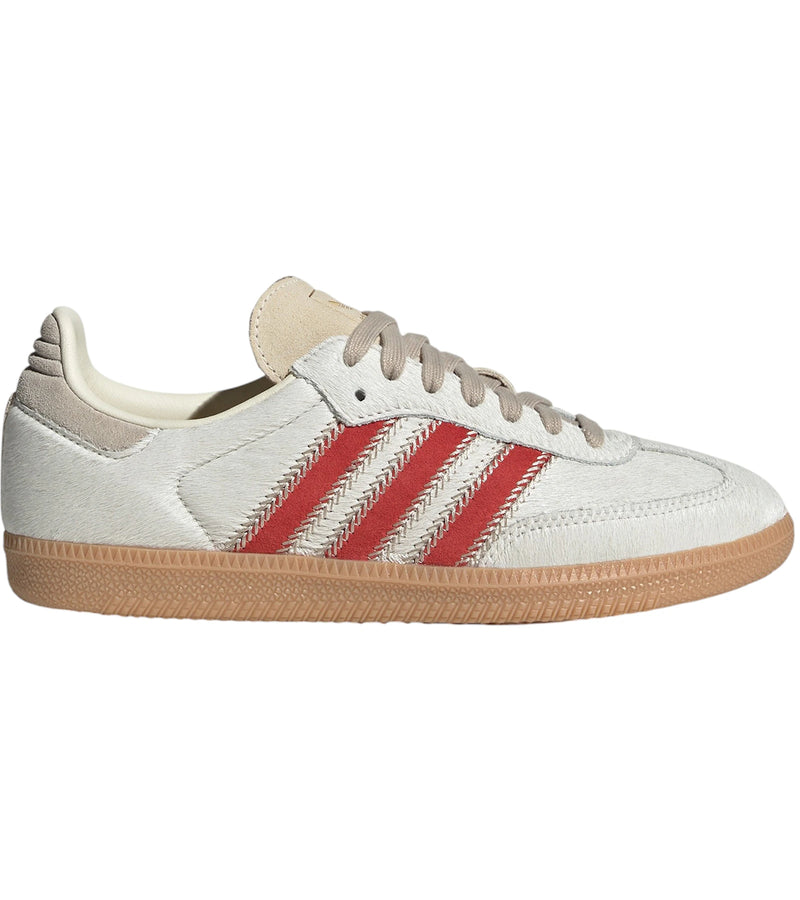 Adidas Samba OG Pony Hair Wonder Beige Better Scarlet - Wonder Beige/Cream White/Better Scarlet - JS3935