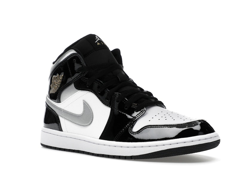 Air Jordan 1 Mid SE Patent Black White Metallic Silver Metallic Gold - weergave 5