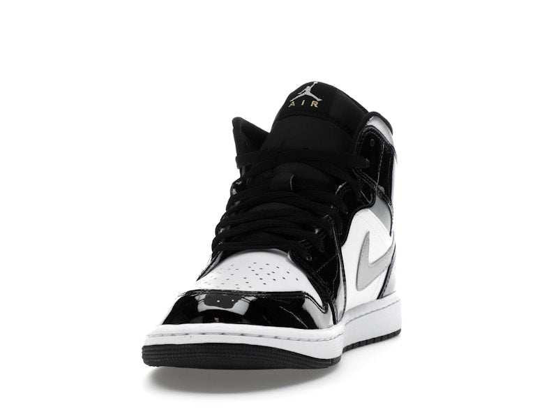 Air Jordan 1 Mid SE Patent Black White Metallic Silver Metallic Gold - weergave 12