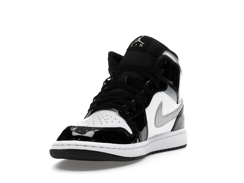 Air Jordan 1 Mid SE Patent Black White Metallic Silver Metallic Gold - weergave 13