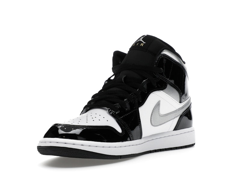 Air Jordan 1 Mid SE Patent Black White Metallic Silver Metallic Gold - weergave 14