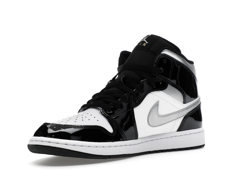 Air Jordan 1 Mid SE Patent Black White Metallic Silver Metallic Gold - weergave 15