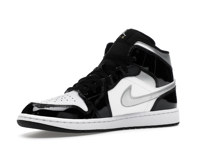 Air Jordan 1 Mid SE Patent Black White Metallic Silver Metallic Gold - weergave 16