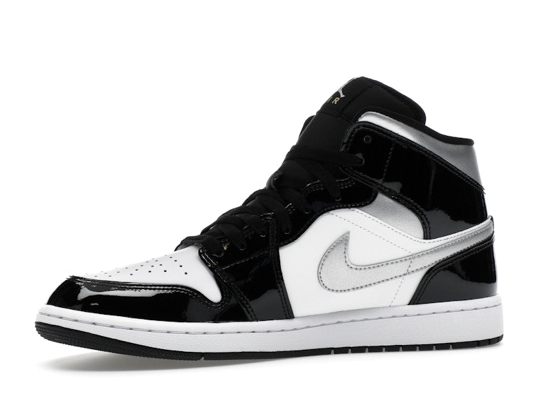 Air Jordan 1 Mid SE Patent Black White Metallic Silver Metallic Gold - weergave 17