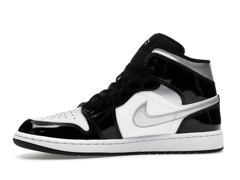 Air Jordan 1 Mid SE Patent Black White Metallic Silver Metallic Gold - weergave 18