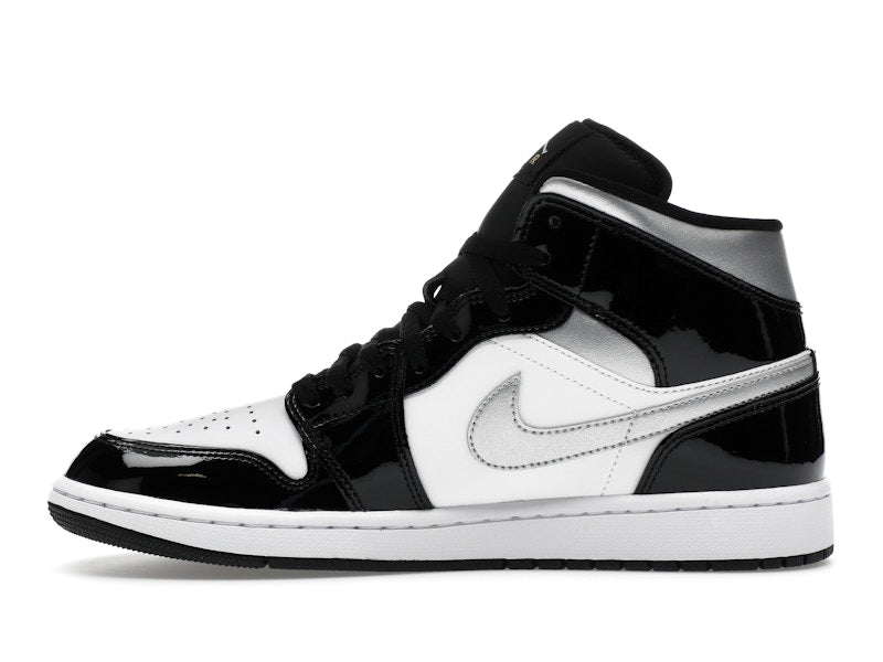 Air Jordan 1 Mid SE Patent Black White Metallic Silver Metallic Gold - weergave 19