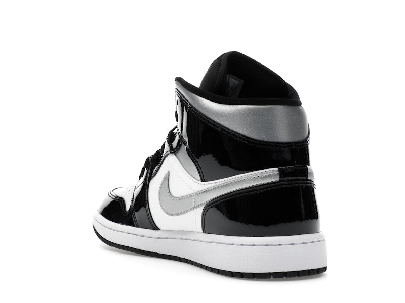 Air Jordan 1 Mid SE Patent Black White Metallic Silver Metallic Gold - weergave 25