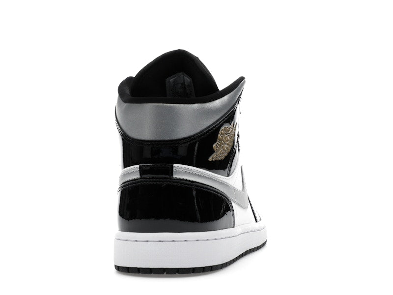 Air Jordan 1 Mid SE Patent Black White Metallic Silver Metallic Gold - weergave 29