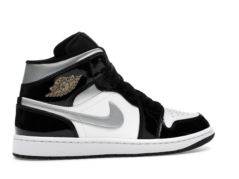 Air Jordan 1 Mid SE Patent Black White Metallic Silver Metallic Gold - weergave 35