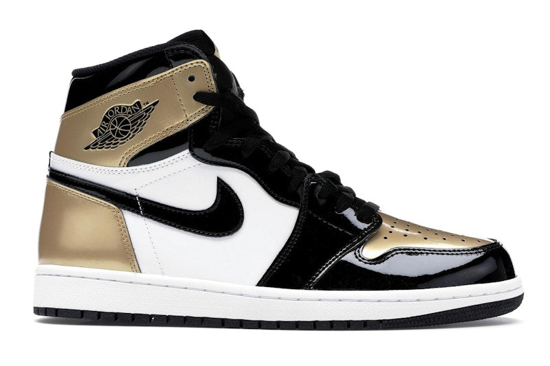 Air Jordan 1 Retro High Patent Gold Toe - Black/Metallic Gold-Summit White - 861428-007 - 01