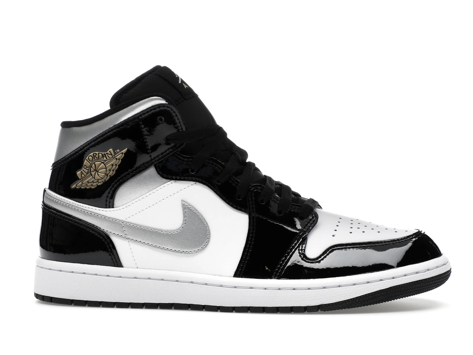 Air Jordan 1 Mid SE Patent Black White Metallic Silver Metallic Gold - view 1