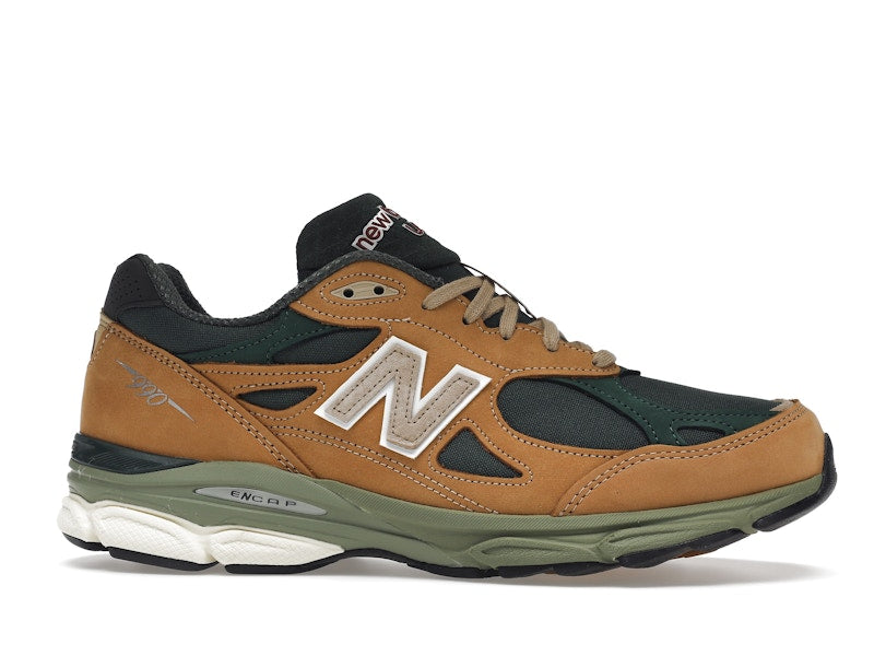 New Balance 990v3 MiUSA Tan Green - Tan/Green - M990WG3 - 01