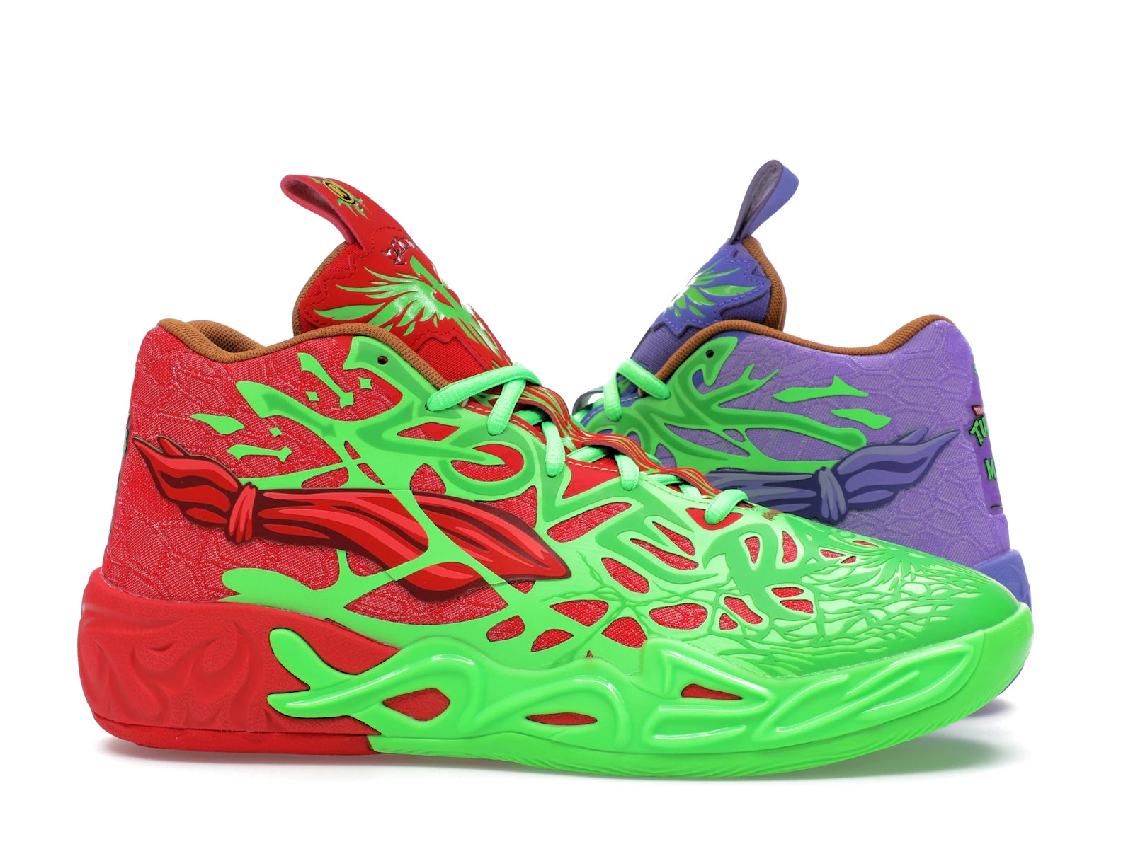 Puma Lamelo Ball Mb04 Teenage Mutant Ninja Turtles Raphael And Donatello - Fluro Green Pes/PUMA Red/Dark Amethyst - 312055-01 - 01
