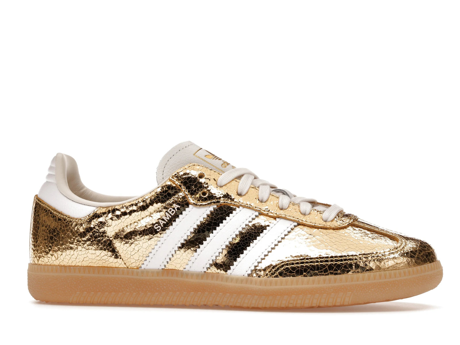 Adidas Samba OG Gold Metallic Cracked Leather - Gold Metallic/White/Core White - KI5719 - 01