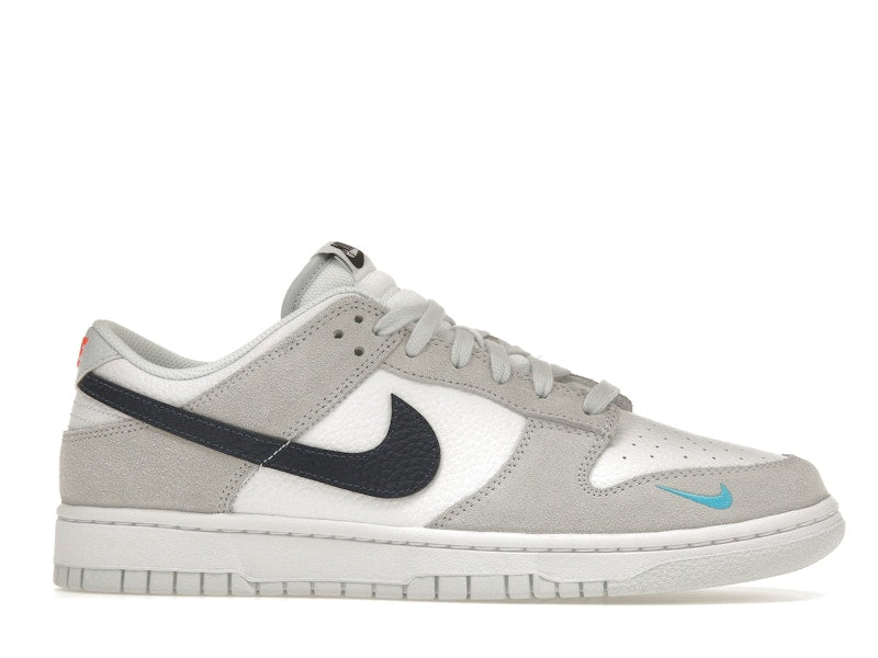 Nike Dunk Low White Grey Navy Aqua Mini Swoosh - White/Grey/Navy/Aqua - FJ4227-001 - 01