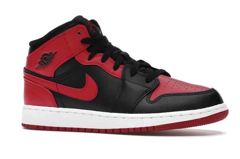 Air Jordan 1 Mid Banned (2020) (GS) - Black/Gym Red-White - 554725-074 - 02