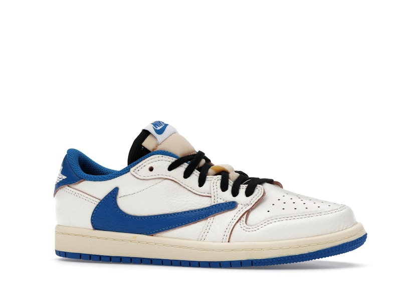 Air Jordan 1 Retro Low OG SP Fragment X Travis Scott Sail Military Blue (Enfant) - Sail/Black/Muslin/Military Blue - DO5442-104 - 02
