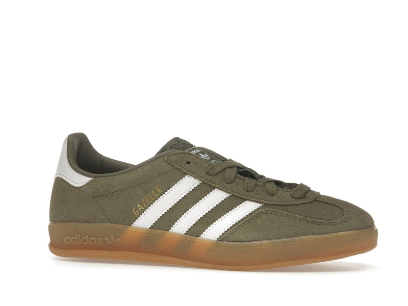 adidas Gazelle Indoor Olive Strata Cloud White Gum - Olive Strata/Cloud White/Gold Metallic - JQ0174 - 02