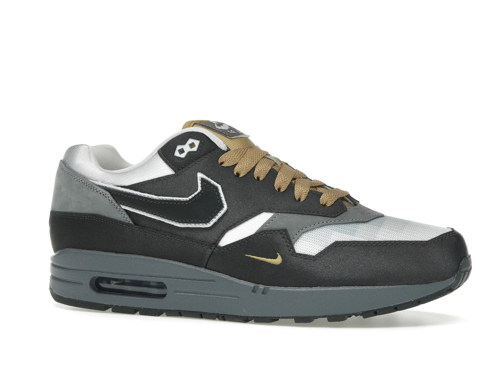 Nike Air Max 1 Swoosh Low Poly Big Head Mode - Dark Smoke Grey/White/Metallic Gold - IB9898-001 - 02