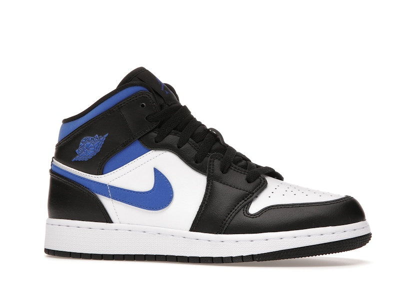 Air Jordan 1 Mid White Black Royal (GS) - White/Racer Blue-Black - 554725-140 - 02