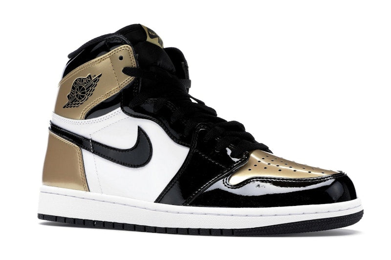 Air Jordan 1 Retro High Patent Gold Toe - Black/Metallic Gold-Summit White - 861428-007 - 03