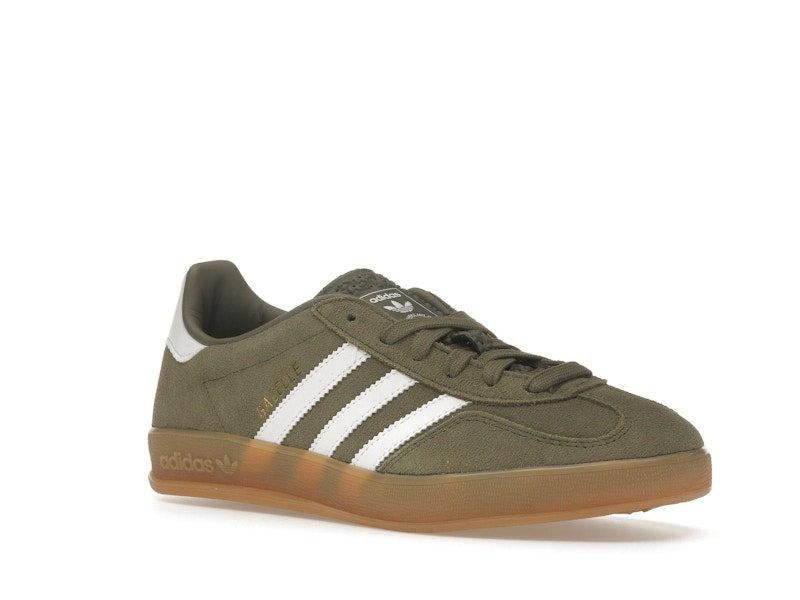 adidas Gazelle Indoor Olive Strata Cloud White Gum - Olive Strata/Cloud White/Gold Metallic - JQ0174 - 04