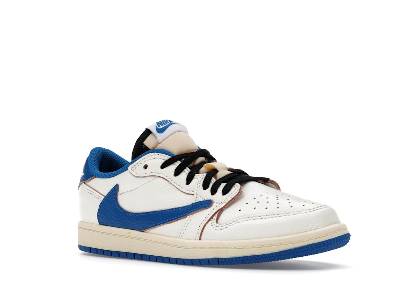 Air Jordan 1 Retro Low OG SP Fragment X Travis Scott Sail Military Blue (Enfant) - Sail/Black/Muslin/Military Blue - DO5442-104 - 04