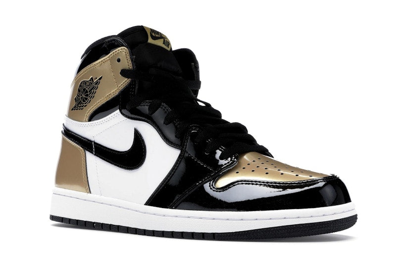Air Jordan 1 Retro High Patent Gold Toe - Black/Metallic Gold-Summit White - 861428-007 - 04