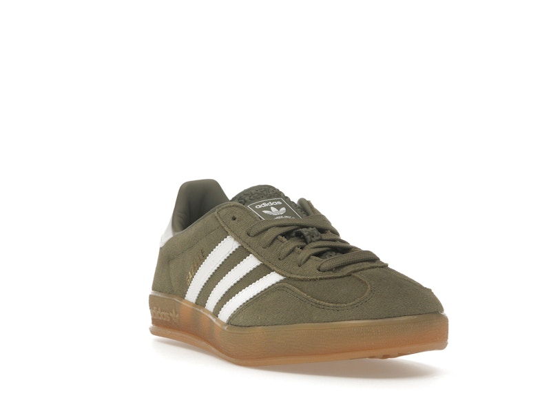 adidas Gazelle Indoor Olive Strata Cloud White Gum - Olive Strata/Cloud White/Gold Metallic - JQ0174 - 06