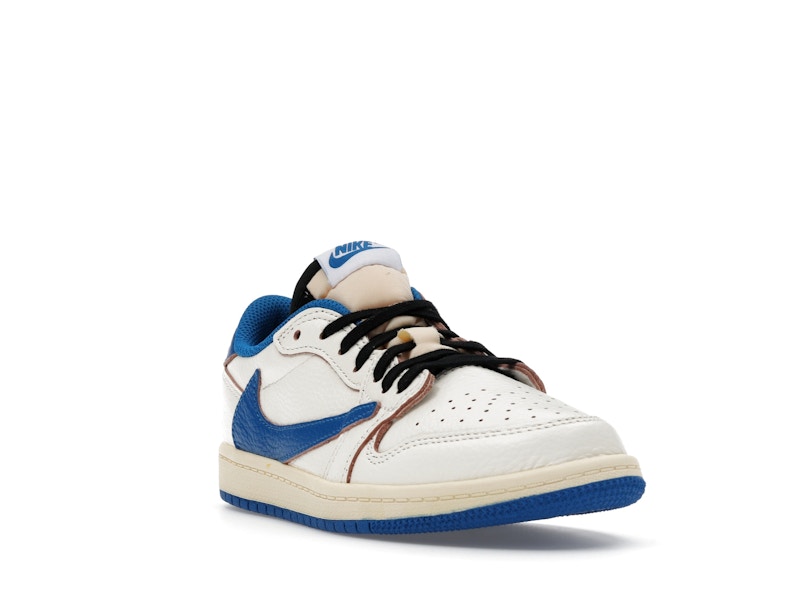 Air Jordan 1 Retro Low OG SP Fragment X Travis Scott Sail Military Blue (Enfant) - Sail/Black/Muslin/Military Blue - DO5442-104 - 06