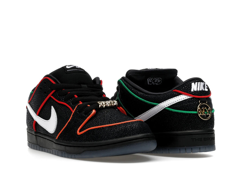 Nike SB Dunk Low Bronx Girls Skate - Black/White/Challenge Red/Total Orange/Lucky Green/Smoke Grey - HV1664-001 - 06